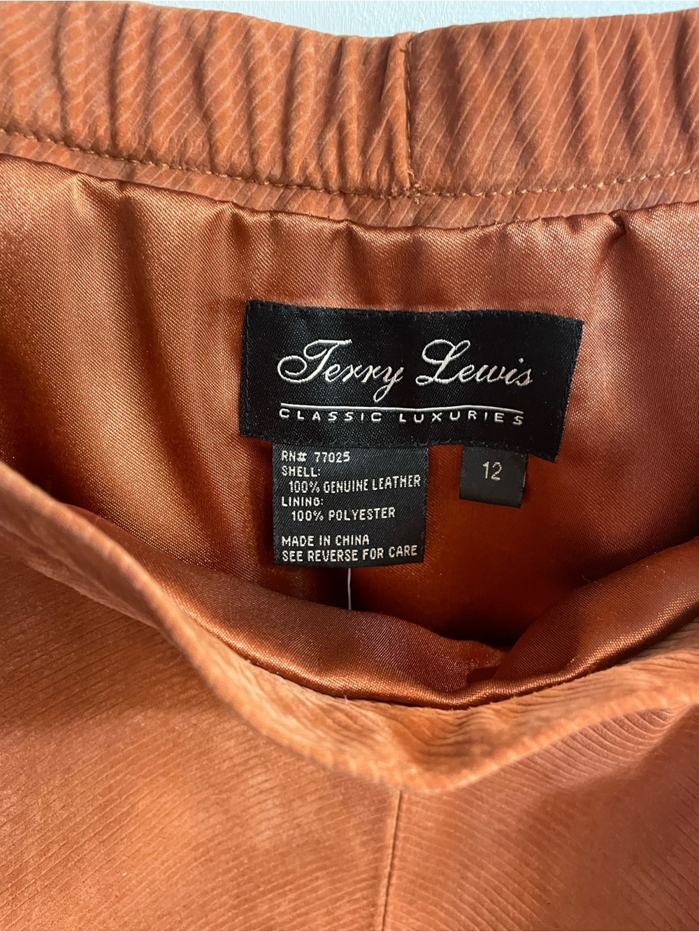 NWT Vintage Terry Lewis 100% Leather Rust Maxi Skirt Size 12 - Picture 6 of 11